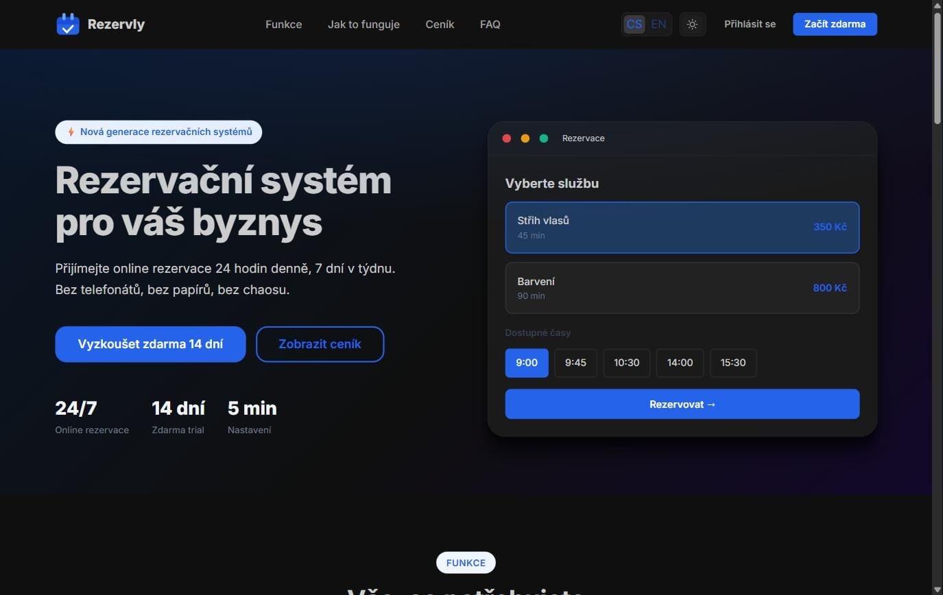 Rezervly.eu — online rezervační systém s výběrem služby a dostupných termínů
